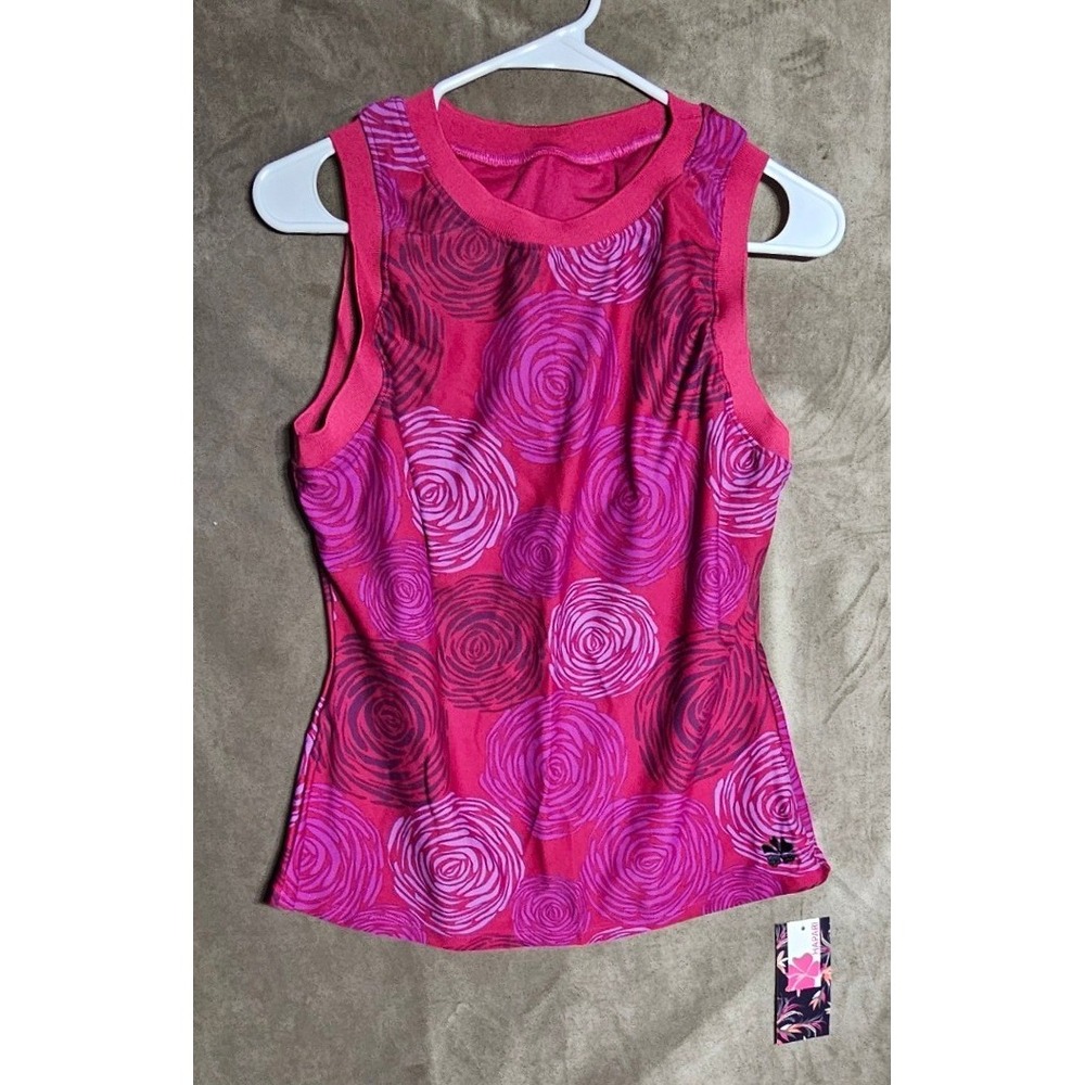 Hapari Sangria Tank Tankini Top Pink Purple Rose Floral Swim XL HAPTANKTANK-SANG